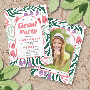 Class Of 2025 boho arch retro flowers Graduation Invitation