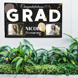 Class Of 2025 Bold Font Balloon Photo Graduation Banner