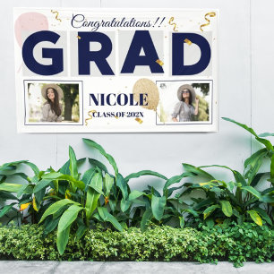 Class Of 2025 Bold Font Balloon Photo Graduation Banner