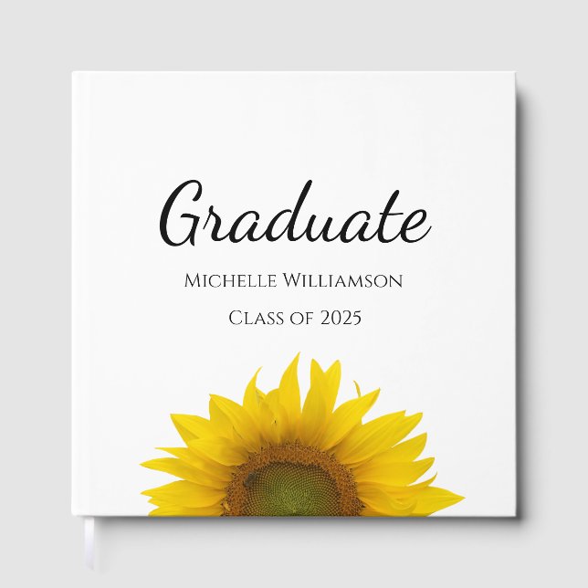 Class of 2025 Botanical Sunflower Graduation Party Guest Book (Front)