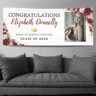 Class of 2025 Burgundy Gold Graduation Photo Banner