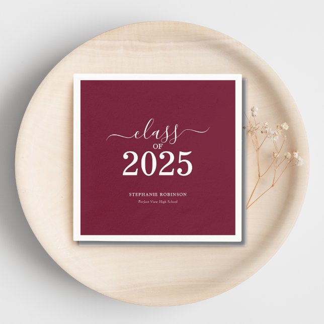 Class of 2025 Burgundy Graduation Party Napkin (Creator Uploaded)