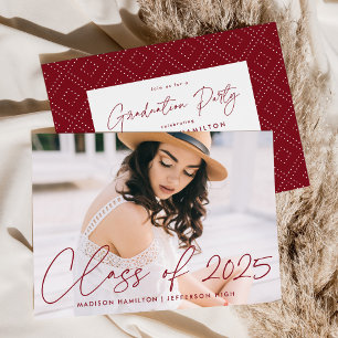 Class of 2025 Burgundy Script Graduation Party Invitation