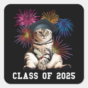 Class of 2025 Cat Lover Square Sticker