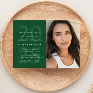 Class of 2025 classic green photo graduation party invitation