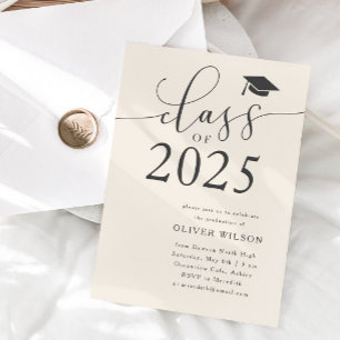Class of 2025 Cream Graduation Party Invitation