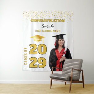 Class of 2025 Custom Photo Graduation Party Tapestry
