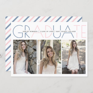 Class of 2025 dusty blue blush graduation photo invitation