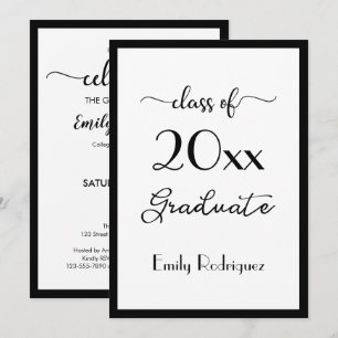 Class Of 2025 Elegant Black White Graduation Party Invitation