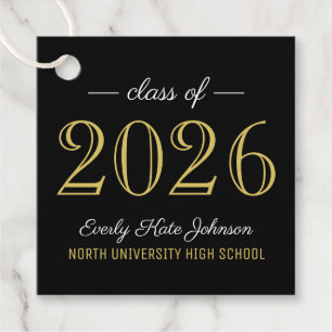 Class of 2025 Elegant Gold Graduation Party Favour Tags