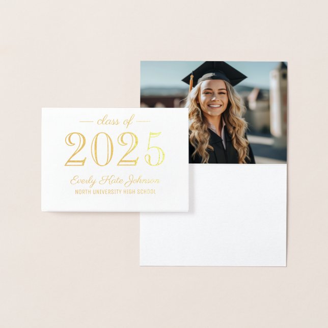 Class of 2025 Elegant Graduation Thank You Gold Foil Card (Display)