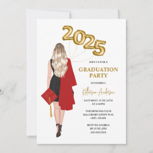 Class of 2025 Female Photo Graduation Party Invitation