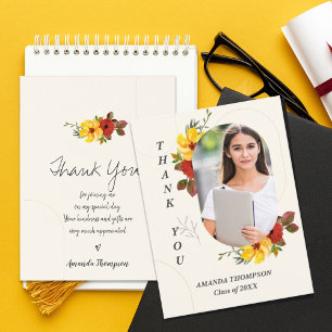 Class of 2025 Floral Photo Graduation Thank You Postcard