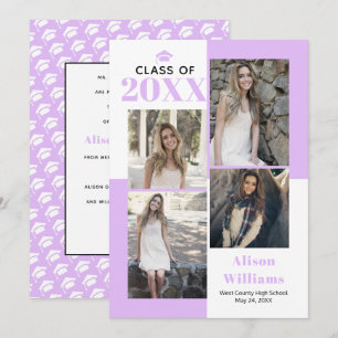 Class of 2025 four photos lavender graduation announcement