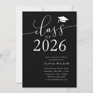 Class of 2025 Gold and Black Graduation Party  Invitation