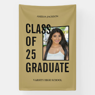 Class Of 2025 Gold Photo Graduation Banner
