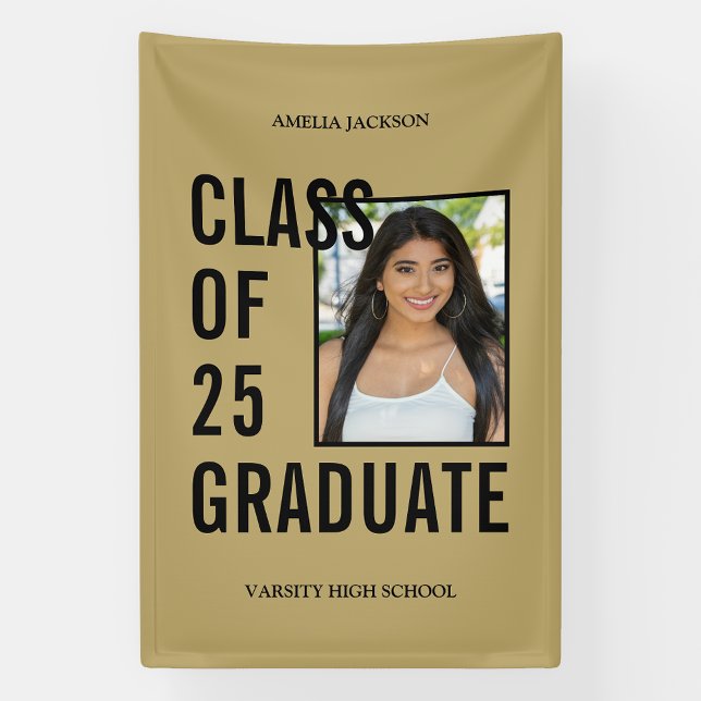 Class Of 2025 Gold Photo Graduation Banner (Creator Uploaded)