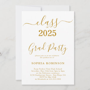 Class of 2025 Gold Script Graduation Party Invitation
