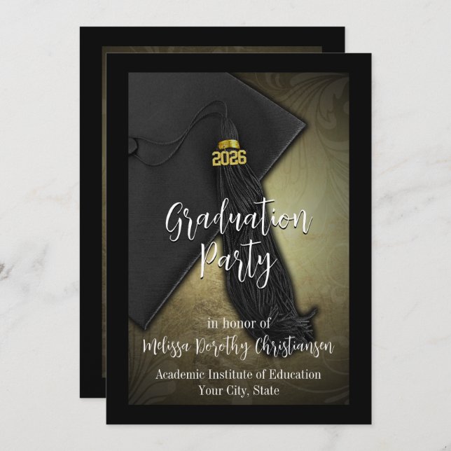 Class of 2025 Gold Tassel College Graduation Invitation (Front/Back)