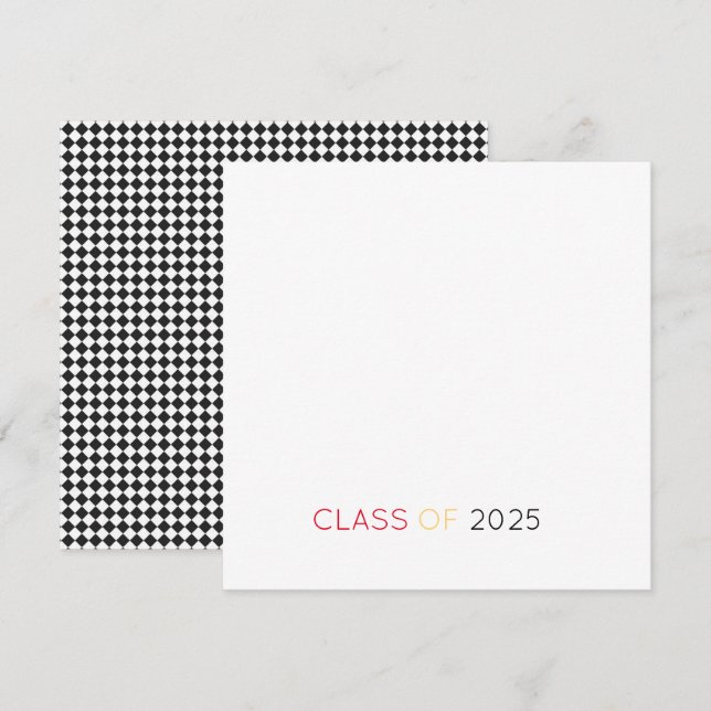 CLASS OF 2025 Grad Chequerboard School Colours  Thank You Card (Front/Back)