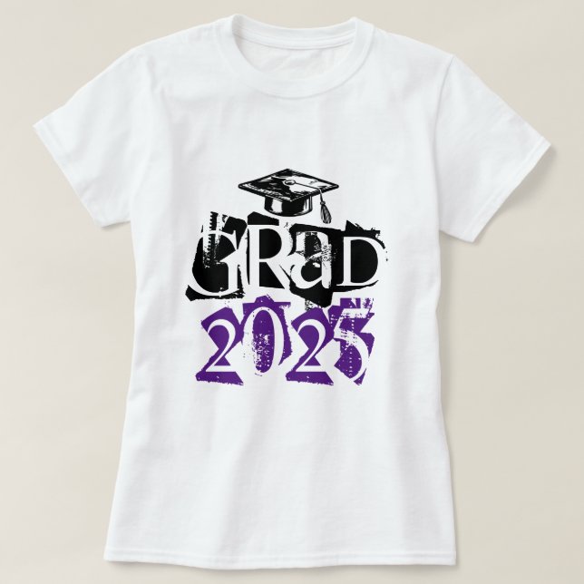 Class of 2025 grad purple typography graduation T-Shirt (Design Front)