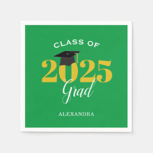 Class of 2025 Grad Simple Green and Gold Napkin