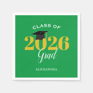 Class of 2025 Grad Simple Green and Gold Napkin