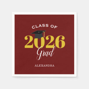 Class of 2025 Grad Simple Maroon and Gold Napkin