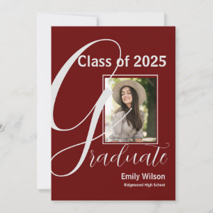 Class of 2025 GRAD Two Photo Red Graduation Party