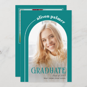 Class of 2025 GRADUATE arch teal blue photo        Invitation