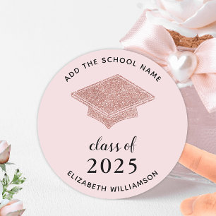 Class of 2025 Graduate Blush Pink Graduation Classic Round Sticker