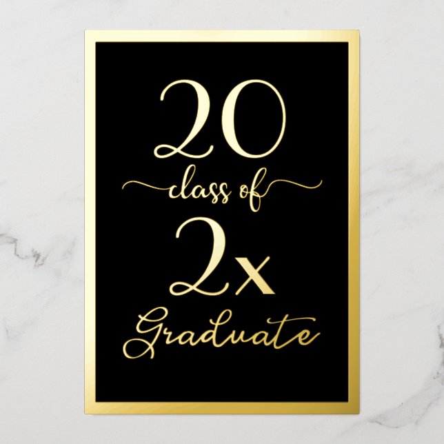 Class Of 2025 Graduate Chic Black Gold Script (Front)