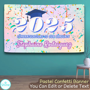 Class of 2025 Graduate Confetti Graduation Cap Banner