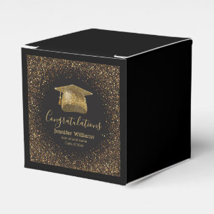 Class of 2025 graduate hat gold luxury black favour box