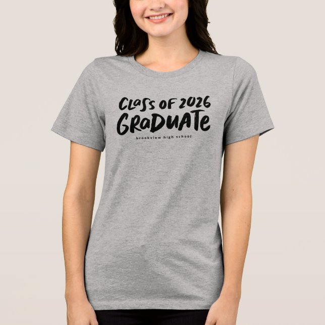 Class of 2025 graduate modern black graduation Tri-Blend shirt (Front)