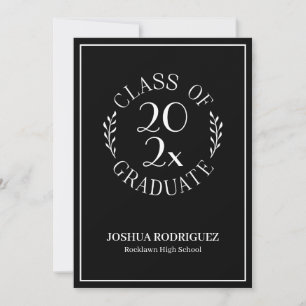 Class of 2025 Graduate Modern Black White Emblem Announcement