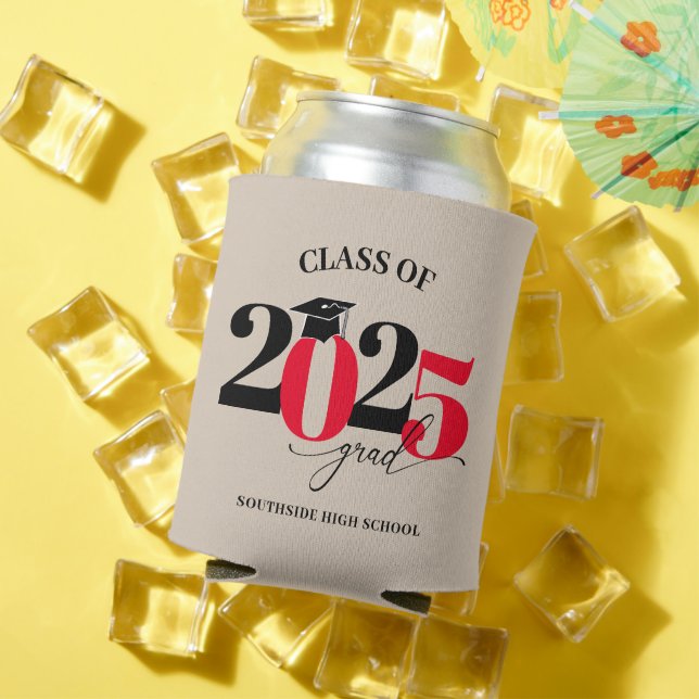 Class of 2025 Graduate Modern Red Can Cooler (In Situ Summer)