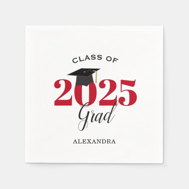 Class of 2025 Graduate Modern Red Napkin (Front)