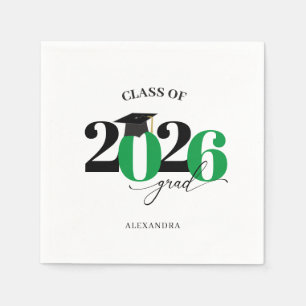 Class of 2025 Graduate Modern Tyopgraphy Green Napkin
