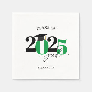 Class of 2025 Graduate Modern Tyopgraphy Green Napkin