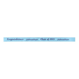 Class of 2025 Graduate Name Light&Dark Blue Script Satin Ribbon
