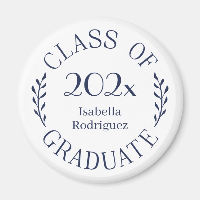 Class of 2025 Graduate Name Navy Blue Typography Magnet (Front)