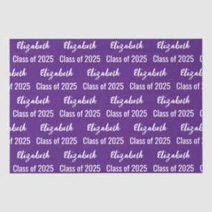 Class of 2025 Graduate Name Royal Purple and White Tissue Paper
