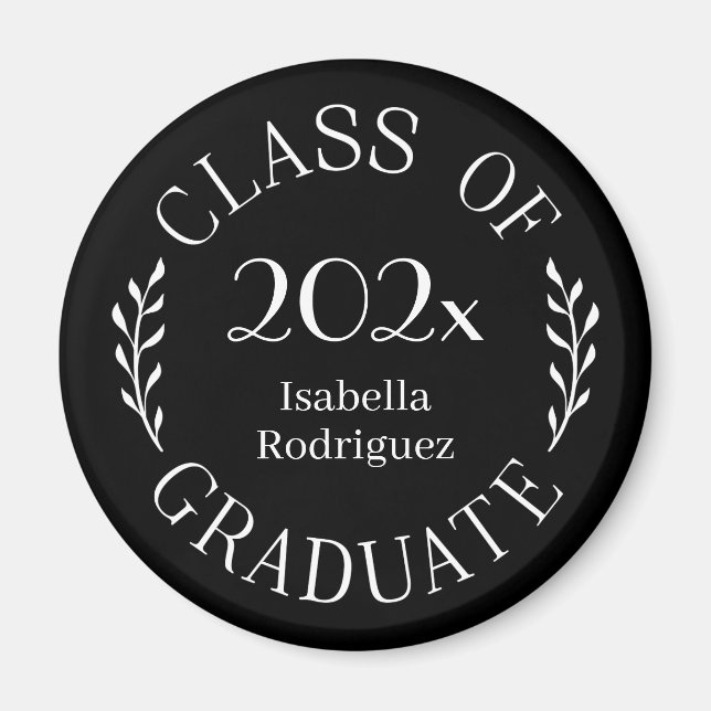 Class of 2025 Graduate Name Typography Black Magnet (Front)