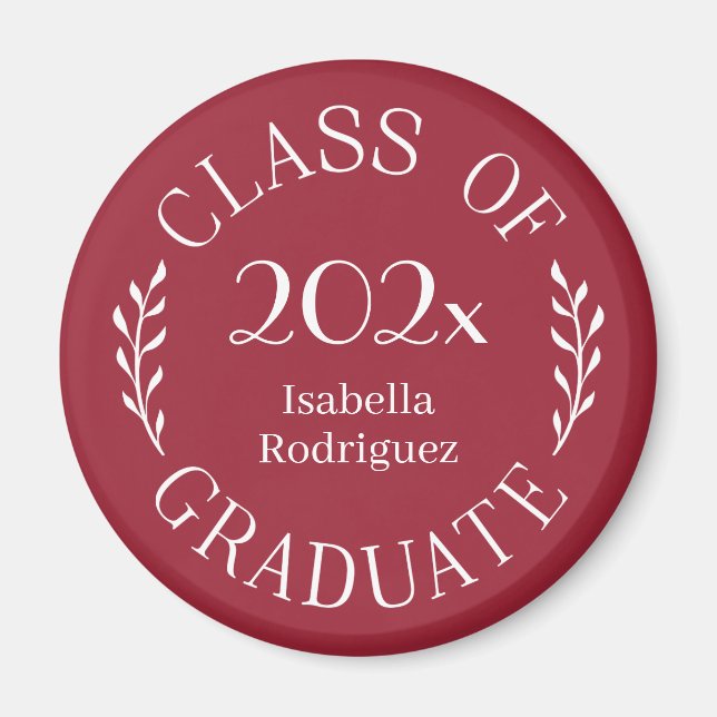 Class of 2025 Graduate Name Typography Burgundy Magnet (Front)
