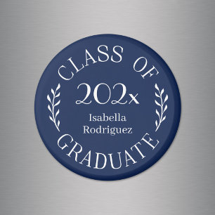 Class of 2025 Graduate Name Typography Navy Blue Magnet