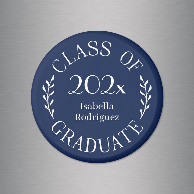 Class of 2025 Graduate Name Typography Navy Blue Magnet (Class of 2026 Graduate Name Typography Navy Blue Magnet in situ)