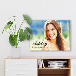 Class of 2025 Graduate Photo Graduation Canvas Print<br><div class="desc">Display a personalized photo of your high school or college graduate in style with this wrapped canvas wall art print. Simple and minimal design features a photo of the grad, accented with a modern and elegant script text overlay of the grad's name and class year. Black text color and font...</div>