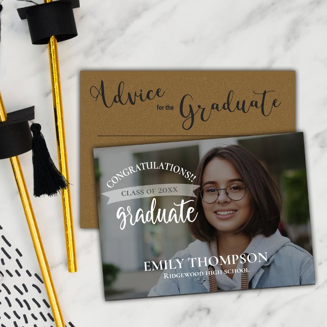 Class Of 2025 Graduate Photo Kraft Graduation Advice Card (Class Of 2025 Graduate Photo Kraft Graduation Advice Card)
