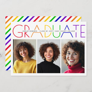 Class of 2025 Graduate rainbow photo collage Invitation